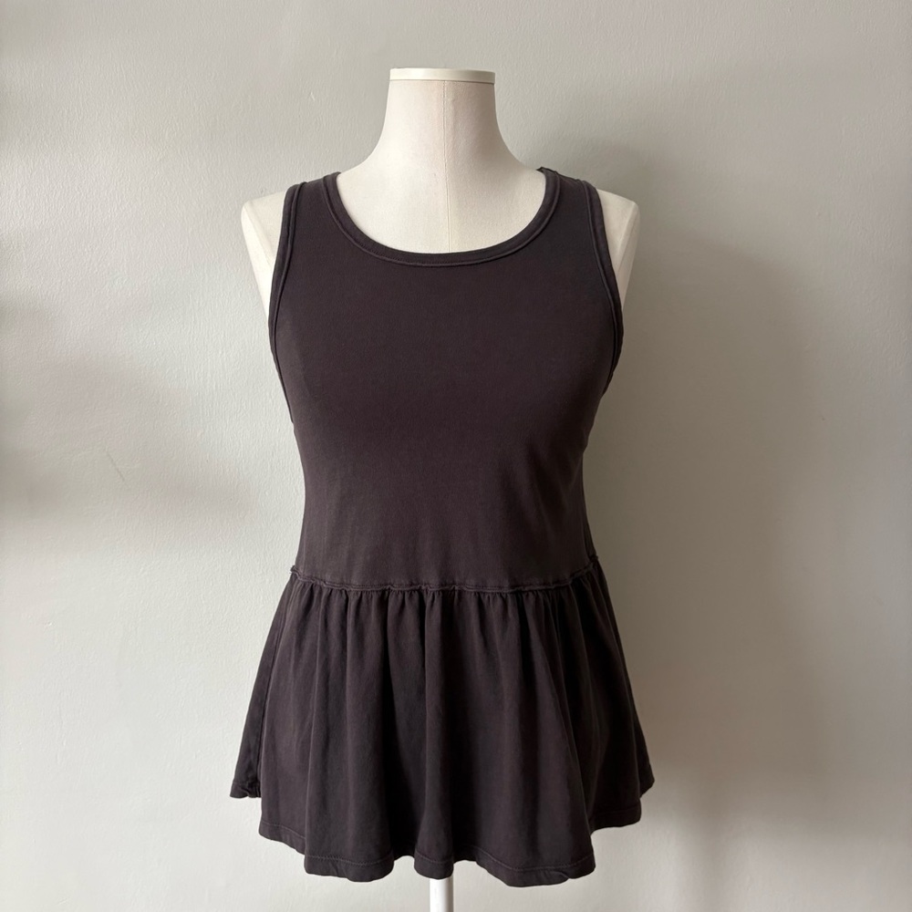 American Eagle Brown Peplum Top Small Cotton Babydoll Sleeveless